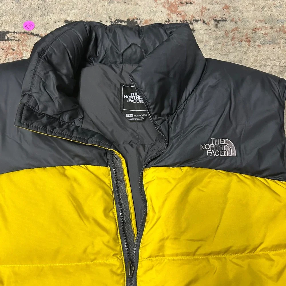 The North Face Nuptse 700 Puffer Vest Mens Large Yellow Black Down Insulated